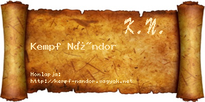 Kempf Nándor névjegykártya